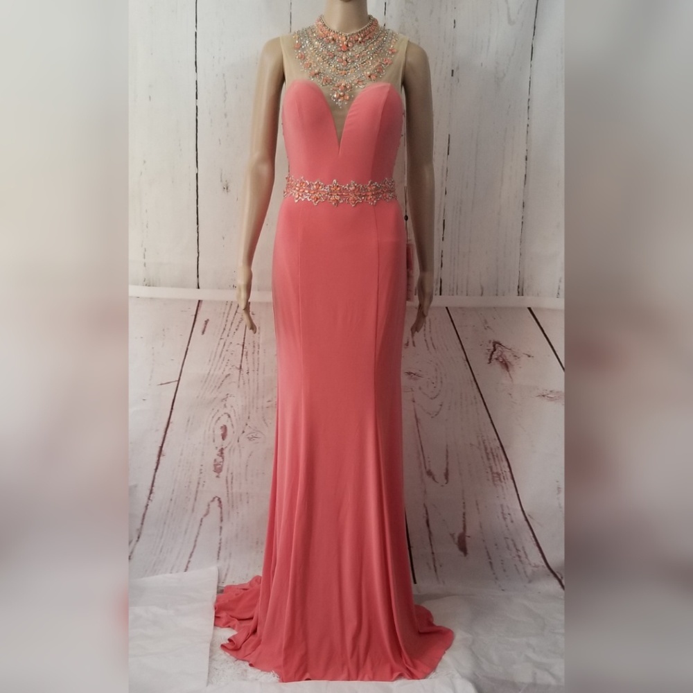 ALYCE PARIS Dress 1085Beaded Illusion Dress - Picture 1 of 8